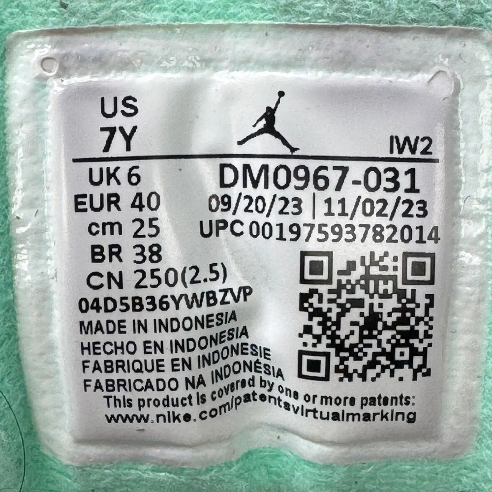 Jordan 3 Retro Kids 7Y Black Green Grey Elephant Print DM0967-031